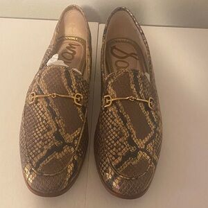 Sam Edelman Leather Snake Print Loafers